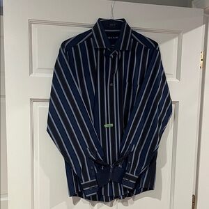 Men's Bugatchi Striped Navy Shirt